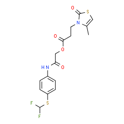 ChemSpider 2D Image | 2-({4-[(Difluoromethyl)sulfanyl]phenyl}amino)-2-oxoethyl 3-(4-methyl-2-oxo-1,3-thiazol-3(2H)-yl)propanoate | C16H16F2N2O4S2