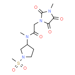 ChemSpider 2D Image | N-Methyl-N-[1-(methylsulfonyl)-3-pyrrolidinyl]-2-(3-methyl-2,4,5-trioxo-1-imidazolidinyl)acetamide | C12H18N4O6S