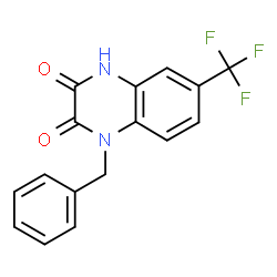 ChemSpider 2D Image | 1-Benzyl-6-(trifluoromethyl)-1,4-dihydro-2,3-quinoxalinedione | C16H11F3N2O2