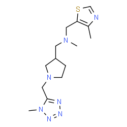 ChemSpider 2D Image | N-Methyl-1-{1-[(1-methyl-1H-tetrazol-5-yl)methyl]-3-pyrrolidinyl}-N-[(4-methyl-1,3-thiazol-5-yl)methyl]methanamine | C14H23N7S