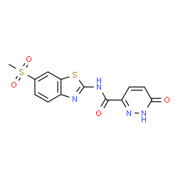 ChemSpider 2D Image | N-[6-(Methylsulfonyl)-1,3-benzothiazol-2-yl]-6-oxo-1,6-dihydro-3-pyridazinecarboxamide | C13H10N4O4S2