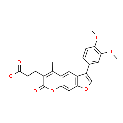 ChemSpider 2D Image | 3-[3-(3,4-Dimethoxyphenyl)-5-methyl-7-oxo-7H-furo[3,2-g]chromen-6-yl]propanoic acid | C23H20O7