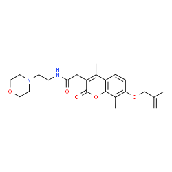 ChemSpider 2D Image | 2-{4,8-Dimethyl-7-[(2-methyl-2-propen-1-yl)oxy]-2-oxo-2H-chromen-3-yl}-N-[2-(4-morpholinyl)ethyl]acetamide | C23H30N2O5