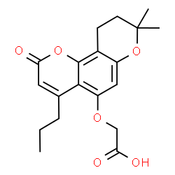 ChemSpider 2D Image | [(8,8-Dimethyl-2-oxo-4-propyl-9,10-dihydro-2H,8H-pyrano[2,3-f]chromen-5-yl)oxy]acetic acid | C19H22O6