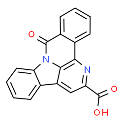 ChemSpider 2D Image | 9-Oxo-9H-benzo[c]indolo[3,2,1-ij][1,5]naphthyridine-2-carboxylic acid | C19H10N2O3