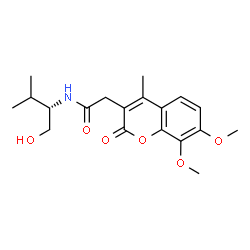 ChemSpider 2D Image | 2-(7,8-Dimethoxy-4-methyl-2-oxo-2H-chromen-3-yl)-N-[(2S)-1-hydroxy-3-methyl-2-butanyl]acetamide | C19H25NO6