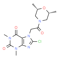 ChemSpider 2D Image | 8-Chloro-7-{2-[(2R,6S)-2,6-dimethyl-4-morpholinyl]-2-oxoethyl}-1,3-dimethyl-3,7-dihydro-1H-purine-2,6-dione | C15H20ClN5O4