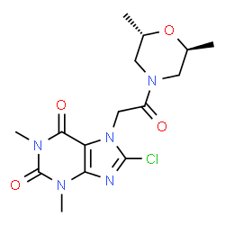 ChemSpider 2D Image | 8-Chloro-7-{2-[(2S,6S)-2,6-dimethyl-4-morpholinyl]-2-oxoethyl}-1,3-dimethyl-3,7-dihydro-1H-purine-2,6-dione | C15H20ClN5O4