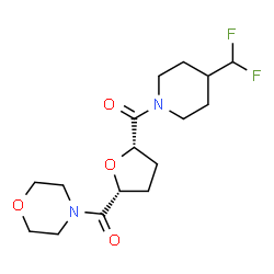 ChemSpider 2D Image | [4-(Difluoromethyl)-1-piperidinyl][(2S,5R)-5-(4-morpholinylcarbonyl)tetrahydro-2-furanyl]methanone (non-preferred name) | C16H24F2N2O4