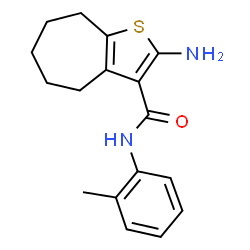 ChemSpider 2D Image | 2-amino-N-(2-methylphenyl)-4H,5H,6H,7H,8H-cyclohepta[b]thiophene-3-carboxamide | C17H20N2OS
