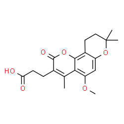 ChemSpider 2D Image | 3-(5-Methoxy-4,8,8-trimethyl-2-oxo-9,10-dihydro-2H,8H-pyrano[2,3-f]chromen-3-yl)propanoic acid | C19H22O6