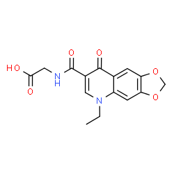 ChemSpider 2D Image | N-[(5-Ethyl-8-oxo-5,8-dihydro[1,3]dioxolo[4,5-g]quinolin-7-yl)carbonyl]glycine | C15H14N2O6
