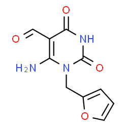 ChemSpider 2D Image | 6-Amino-1-(2-furylmethyl)-4-hydroxy-2-oxo-1,2-dihydropyrimidine-5-carbaldehyde | C10H9N3O4