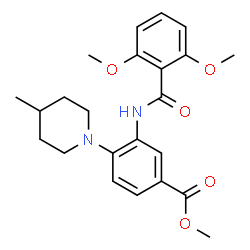 ChemSpider 2D Image | Methyl 3-[(2,6-dimethoxybenzoyl)amino]-4-(4-methyl-1-piperidinyl)benzoate | C23H28N2O5