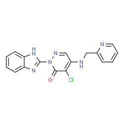 ChemSpider 2D Image | 2-(1H-Benzimidazol-2-yl)-4-chloro-5-[(2-pyridinylmethyl)amino]-3(2H)-pyridazinone | C17H13ClN6O