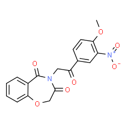 ChemSpider 2D Image | 4-[2-(4-Methoxy-3-nitrophenyl)-2-oxoethyl]-1,4-benzoxazepine-3,5(2H,4H)-dione | C18H14N2O7