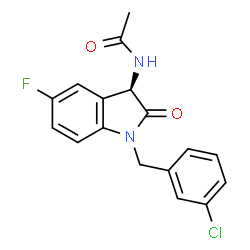 ChemSpider 2D Image | N-[(3R)-1-(3-Chlorobenzyl)-5-fluoro-2-oxo-2,3-dihydro-1H-indol-3-yl]acetamide | C17H14ClFN2O2
