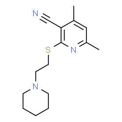 ChemSpider 2D Image | 4,6-Dimethyl-2-{[2-(1-piperidinyl)ethyl]sulfanyl}nicotinonitrile | C15H21N3S