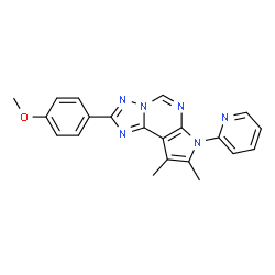 ChemSpider 2D Image | 2-(4-Methoxyphenyl)-8,9-dimethyl-7-(2-pyridinyl)-7H-pyrrolo[3,2-e][1,2,4]triazolo[1,5-c]pyrimidine | C21H18N6O