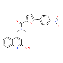 ChemSpider 2D Image | N-[(2-Hydroxyquinolin-4-yl)methyl]-N-methyl-5-(4-nitrophenyl)-2-furamide | C22H17N3O5
