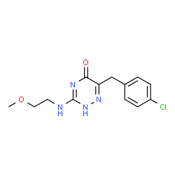 ChemSpider 2D Image | 6-(4-Chlorobenzyl)-3-[(2-methoxyethyl)amino]-1,2,4-triazin-5(2H)-one | C13H15ClN4O2