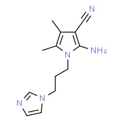 ChemSpider 2D Image | 2-Amino-1-[3-(1H-imidazol-1-yl)propyl]-4,5-dimethyl-1H-pyrrole-3-carbonitrile | C13H17N5