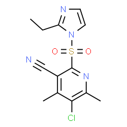 ChemSpider 2D Image | 5-Chloro-2-[(2-ethyl-1H-imidazol-1-yl)sulfonyl]-4,6-dimethylnicotinonitrile | C13H13ClN4O2S