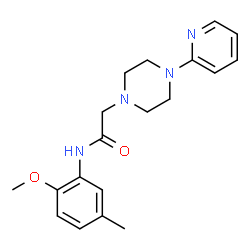 ChemSpider 2D Image | N-(2-Methoxy-5-methylphenyl)-2-[4-(2-pyridinyl)-1-piperazinyl]acetamide | C19H24N4O2