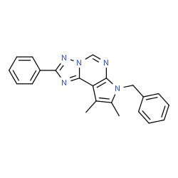 ChemSpider 2D Image | 7-Benzyl-8,9-dimethyl-2-phenyl-7H-pyrrolo[3,2-e][1,2,4]triazolo[1,5-c]pyrimidine | C22H19N5