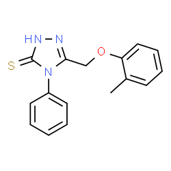 ChemSpider 2D Image | 5-[(2-Methylphenoxy)methyl]-4-phenyl-2,4-dihydro-3H-1,2,4-triazole-3-thione | C16H15N3OS