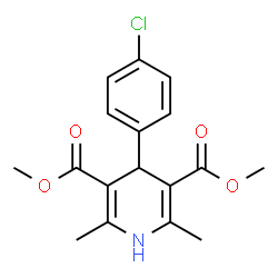 ChemSpider 2D Image | Dimethyl 4-(4-chlorophenyl)-2,6-dimethyl-1,4-dihydro-3,5-pyridinedicarboxylate | C17H18ClNO4