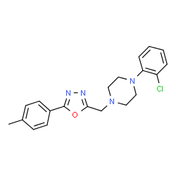 ChemSpider 2D Image | 1-(2-Chlorophenyl)-4-{[5-(4-methylphenyl)-1,3,4-oxadiazol-2-yl]methyl}piperazine | C20H21ClN4O
