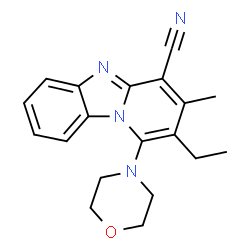 ChemSpider 2D Image | 2-Ethyl-3-methyl-1-(4-morpholinyl)pyrido[1,2-a]benzimidazole-4-carbonitrile | C19H20N4O