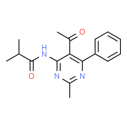 ChemSpider 2D Image | N-(5-Acetyl-2-methyl-6-phenyl-4-pyrimidinyl)-2-methylpropanamide | C17H19N3O2