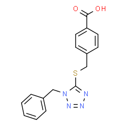 ChemSpider 2D Image | 4-{[(1-Benzyl-1H-tetrazol-5-yl)sulfanyl]methyl}benzoic acid | C16H14N4O2S