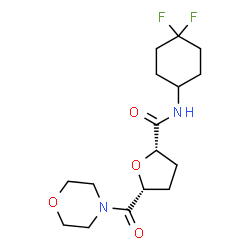 ChemSpider 2D Image | (2S,5R)-N-(4,4-Difluorocyclohexyl)-5-(4-morpholinylcarbonyl)tetrahydro-2-furancarboxamide (non-preferred name) | C16H24F2N2O4