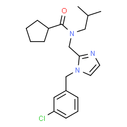 ChemSpider 2D Image | N-{[1-(3-Chlorobenzyl)-1H-imidazol-2-yl]methyl}-N-isobutylcyclopentanecarboxamide | C21H28ClN3O