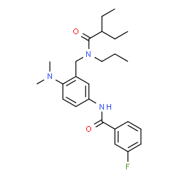 ChemSpider 2D Image | N-[4-(Dimethylamino)-3-{[(2-ethylbutanoyl)(propyl)amino]methyl}phenyl]-3-fluorobenzamide | C25H34FN3O2