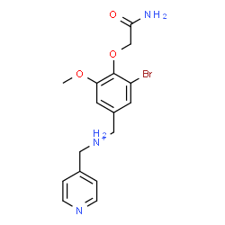 ChemSpider 2D Image | [4-(2-Amino-2-oxoethoxy)-3-bromo-5-methoxyphenyl]-N-(4-pyridinylmethyl)methanaminium | C16H19BrN3O3