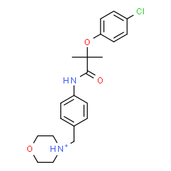 ChemSpider 2D Image | 4-(4-{[2-(4-Chlorophenoxy)-2-methylpropanoyl]amino}benzyl)morpholin-4-ium | C21H26ClN2O3