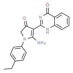 ChemSpider 2D Image | 2-[2-Amino-1-(4-ethylphenyl)-4-oxo-4,5-dihydro-1H-pyrrol-3-yl]-4(1H)-quinazolinone | C20H18N4O2