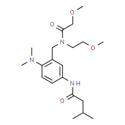 ChemSpider 2D Image | N-[4-(Dimethylamino)-3-{[(methoxyacetyl)(2-methoxyethyl)amino]methyl}phenyl]-3-methylbutanamide | C20H33N3O4
