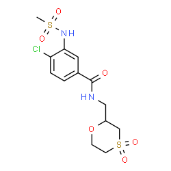 ChemSpider 2D Image | 4-Chloro-N-[(4,4-dioxido-1,4-oxathian-2-yl)methyl]-3-[(methylsulfonyl)amino]benzamide | C13H17ClN2O6S2