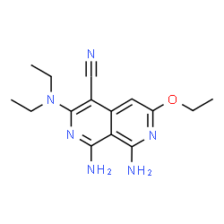 ChemSpider 2D Image | 1,8-Diamino-3-(diethylamino)-6-ethoxy-2,7-naphthyridine-4-carbonitrile | C15H20N6O