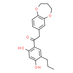 ChemSpider 2D Image | 2-(3,4-Dihydro-2H-1,5-benzodioxepin-7-yl)-1-(2,4-dihydroxy-5-propylphenyl)ethanone | C20H22O5