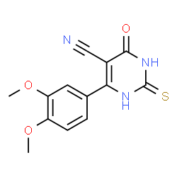 ChemSpider 2D Image | 6-(3,4-Dimethoxyphenyl)-4-oxo-2-thioxo-1,2,3,4-tetrahydro-5-pyrimidinecarbonitrile | C13H11N3O3S