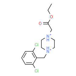 ChemSpider 2D Image | 1-(2,6-Dichlorobenzyl)-4-(2-ethoxy-2-oxoethyl)piperazinediium | C15H22Cl2N2O2