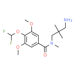 ChemSpider 2D Image | N-(3-Amino-2,2-dimethylpropyl)-4-(difluoromethoxy)-3,5-dimethoxy-N-methylbenzamide | C16H24F2N2O4
