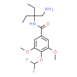 ChemSpider 2D Image | N-[3-(Aminomethyl)-3-pentanyl]-4-(difluoromethoxy)-3,5-dimethoxybenzamide | C16H24F2N2O4