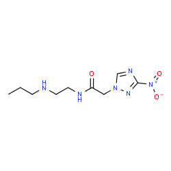 ChemSpider 2D Image | 2-(3-Nitro-1H-1,2,4-triazol-1-yl)-N-[2-(propylamino)ethyl]acetamide | C9H16N6O3